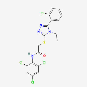molecular formula C18H14Cl4N4OS B4580489 2-{[5-(2-chlorophenyl)-4-ethyl-4H-1,2,4-triazol-3-yl]thio}-N-(2,4,6-trichlorophenyl)acetamide 