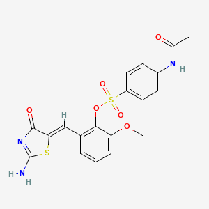 molecular formula C19H17N3O6S2 B4580494 2-[(2-imino-4-oxo-1,3-thiazolidin-5-ylidene)methyl]-6-methoxyphenyl 4-(acetylamino)benzenesulfonate 