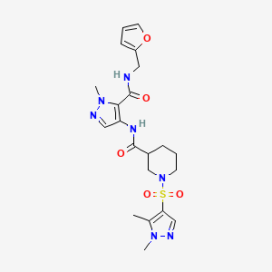 molecular formula C21H27N7O5S B4580515 1-[(1,5-二甲基-1H-吡唑-4-基)磺酰基]-N-(5-{[(2-呋喃甲基)氨基]羰基}-1-甲基-1H-吡唑-4-基)-3-哌啶甲酰胺 