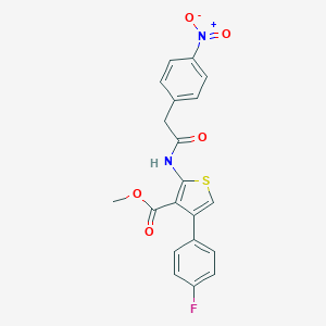 molecular formula C20H15FN2O5S B458052 Methyl 4-(4-fluorophenyl)-2-[({4-nitrophenyl}acetyl)amino]-3-thiophenecarboxylate 