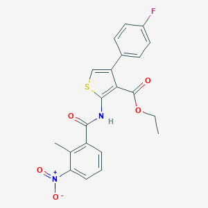 molecular formula C21H17FN2O5S B458053 Ethyl 4-(4-fluorophenyl)-2-({3-nitro-2-methylbenzoyl}amino)-3-thiophenecarboxylate 