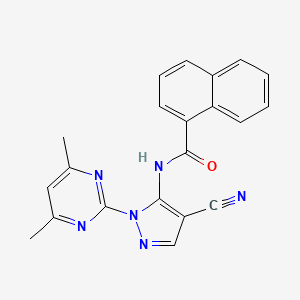 molecular formula C21H16N6O B4580540 N-[4-氰基-1-(4,6-二甲基-2-嘧啶基)-1H-吡唑-5-基]-1-萘酰胺 