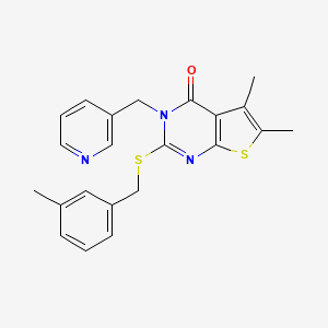 molecular formula C22H21N3OS2 B4580547 5,6-dimethyl-2-[(3-methylbenzyl)thio]-3-(3-pyridinylmethyl)thieno[2,3-d]pyrimidin-4(3H)-one 