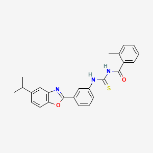 molecular formula C25H23N3O2S B4580554 N-({[3-(5-isopropyl-1,3-benzoxazol-2-yl)phenyl]amino}carbonothioyl)-2-methylbenzamide 