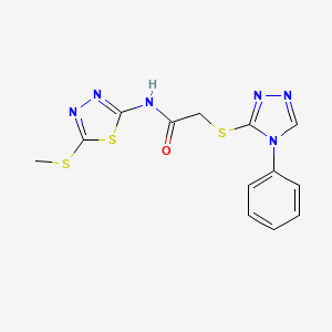 molecular formula C13H12N6OS3 B4580562 N-[5-(甲硫基)-1,3,4-噻二唑-2-基]-2-[(4-苯基-4H-1,2,4-三唑-3-基)硫代]乙酰胺 