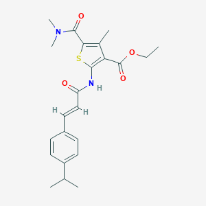 molecular formula C23H28N2O4S B458059 Ethyl 5-[(dimethylamino)carbonyl]-2-{[3-(4-isopropylphenyl)acryloyl]amino}-4-methyl-3-thiophenecarboxylate 