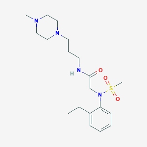 molecular formula C19H32N4O3S B4580590 N~2~-(2-乙基苯基)-N~1~-[3-(4-甲基-1-哌嗪基)丙基]-N~2~-(甲基磺酰基)甘氨酰胺 