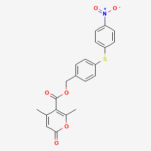 molecular formula C21H17NO6S B4580612 4-[(4-nitrophenyl)thio]benzyl 4,6-dimethyl-2-oxo-2H-pyran-5-carboxylate 