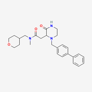 molecular formula C26H33N3O3 B4580642 2-[1-(4-biphenylylmethyl)-3-oxo-2-piperazinyl]-N-methyl-N-(tetrahydro-2H-pyran-4-ylmethyl)acetamide 