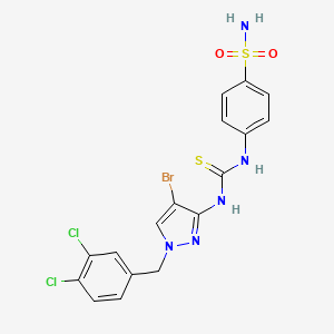 molecular formula C17H14BrCl2N5O2S2 B4580651 4-[({[4-溴-1-(3,4-二氯苄基)-1H-吡唑-3-基]氨基}羰硫代)氨基]苯磺酰胺 