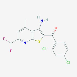 molecular formula C16H10Cl2F2N2OS B458070 [3-Amino-6-(difluoromethyl)-4-methylthieno[2,3-b]pyridin-2-yl](2,4-dichlorophenyl)methanone 