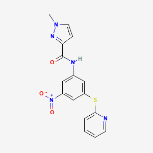 molecular formula C16H13N5O3S B4580708 1-methyl-N-[3-nitro-5-(2-pyridinylthio)phenyl]-1H-pyrazole-3-carboxamide 