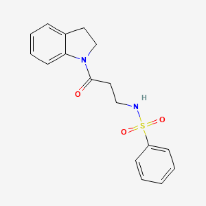 molecular formula C17H18N2O3S B4580709 N-[3-(2,3-二氢-1H-吲哚-1-基)-3-氧代丙基]苯磺酰胺 
