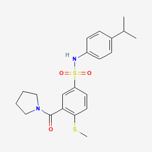 molecular formula C21H26N2O3S2 B4580713 N-(4-异丙苯基)-4-(甲硫基)-3-(1-吡咯烷基羰基)苯磺酰胺 
