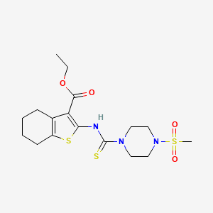 molecular formula C17H25N3O4S3 B4580717 2-({[4-(甲基磺酰基)-1-哌嗪基]碳硫酰氨基})-4,5,6,7-四氢-1-苯并噻吩-3-羧酸乙酯 