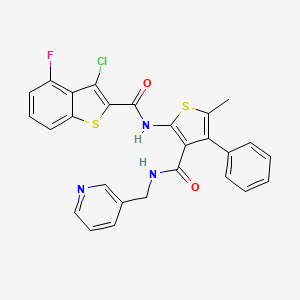 molecular formula C27H19ClFN3O2S2 B4580752 3-chloro-4-fluoro-N-(5-methyl-4-phenyl-3-{[(3-pyridinylmethyl)amino]carbonyl}-2-thienyl)-1-benzothiophene-2-carboxamide 
