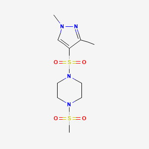 molecular formula C10H18N4O4S2 B4580756 1-[(1,3-dimethyl-1H-pyrazol-4-yl)sulfonyl]-4-(methylsulfonyl)piperazine 