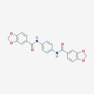 molecular formula C22H16N2O6 B458081 N-{4-[(1,3-benzodioxol-5-ylcarbonyl)amino]phenyl}-1,3-benzodioxole-5-carboxamide 