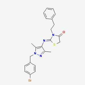 molecular formula C23H23BrN4OS B4580819 2-{[1-(4-bromobenzyl)-3,5-dimethyl-1H-pyrazol-4-yl]imino}-3-(2-phenylethyl)-1,3-thiazolidin-4-one 