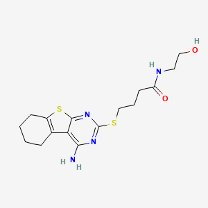 molecular formula C16H22N4O2S2 B4580830 4-[(4-amino-5,6,7,8-tetrahydro[1]benzothieno[2,3-d]pyrimidin-2-yl)thio]-N-(2-hydroxyethyl)butanamide 