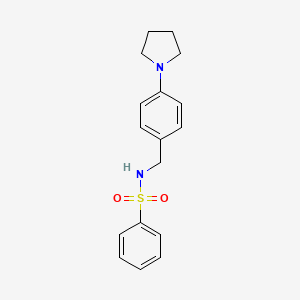 molecular formula C17H20N2O2S B4580841 N-[4-(1-pyrrolidinyl)benzyl]benzenesulfonamide 