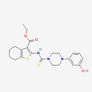 molecular formula C22H27N3O3S2 B4580878 ethyl 2-({[4-(3-hydroxyphenyl)-1-piperazinyl]carbonothioyl}amino)-4,5,6,7-tetrahydro-1-benzothiophene-3-carboxylate 