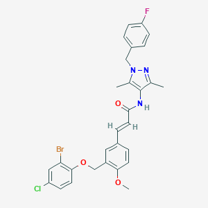 molecular formula C29H26BrClFN3O3 B458089 3-{3-[(2-bromo-4-chlorophenoxy)methyl]-4-methoxyphenyl}-N-[1-(4-fluorobenzyl)-3,5-dimethyl-1H-pyrazol-4-yl]acrylamide 