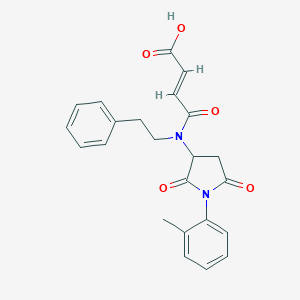 molecular formula C23H22N2O5 B458090 (2E)-4-{[1-(2-methylphenyl)-2,5-dioxopyrrolidin-3-yl](2-phenylethyl)amino}-4-oxobut-2-enoic acid 