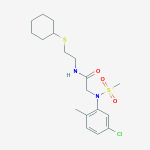 molecular formula C18H27ClN2O3S2 B4580900 N~2~-(5-氯-2-甲基苯基)-N~1~-[2-(环己硫基)乙基]-N~2~-(甲基磺酰基)甘氨酰胺 