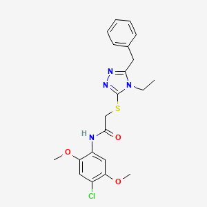 molecular formula C21H23ClN4O3S B4580915 2-[(5-benzyl-4-ethyl-4H-1,2,4-triazol-3-yl)thio]-N-(4-chloro-2,5-dimethoxyphenyl)acetamide 