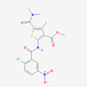 molecular formula C17H16ClN3O6S B458094 Methyl 2-({2-chloro-5-nitrobenzoyl}amino)-5-[(dimethylamino)carbonyl]-4-methyl-3-thiophenecarboxylate 