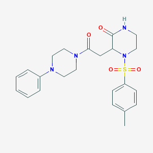 molecular formula C23H28N4O4S B4580950 4-[(4-methylphenyl)sulfonyl]-3-[2-oxo-2-(4-phenyl-1-piperazinyl)ethyl]-2-piperazinone 