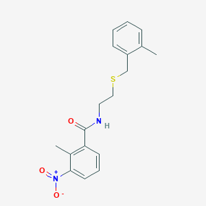 molecular formula C18H20N2O3S B4580957 2-methyl-N-{2-[(2-methylbenzyl)thio]ethyl}-3-nitrobenzamide 