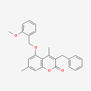 molecular formula C26H24O4 B4580976 3-苄基-5-[(2-甲氧基苄基)氧基]-4,7-二甲基-2H-色烯-2-酮 