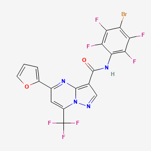 molecular formula C18H6BrF7N4O2 B4581006 N-(4-溴-2,3,5,6-四氟苯基)-5-(2-呋喃基)-7-(三氟甲基)吡唑并[1,5-a]嘧啶-3-甲酰胺 