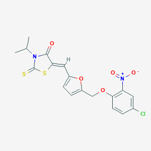 molecular formula C18H15ClN2O5S2 B458101 5-{[5-({4-Chloro-2-nitrophenoxy}methyl)-2-furyl]methylene}-3-isopropyl-2-thioxo-1,3-thiazolidin-4-one 