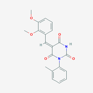molecular formula C20H18N2O5 B4581015 5-(2,3-二甲氧基亚苄基)-1-(2-甲苯基)-2,4,6(1H,3H,5H)-嘧啶三酮 