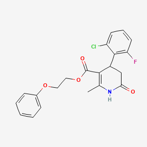 molecular formula C21H19ClFNO4 B4581018 2-苯氧基乙基4-(2-氯-6-氟苯基)-2-甲基-6-氧代-1,4,5,6-四氢-3-吡啶甲酸酯 