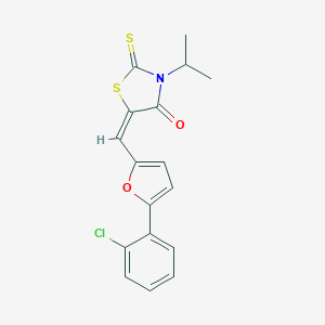 molecular formula C17H14ClNO2S2 B458103 5-{[5-(2-Chlorophenyl)-2-furyl]methylene}-3-isopropyl-2-thioxo-1,3-thiazolidin-4-one 