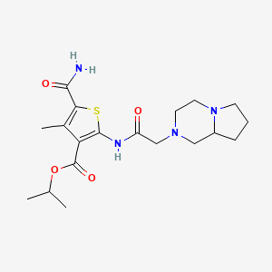 molecular formula C19H28N4O4S B4581045 异丙基5-(氨基羰基)-2-[(六氢吡咯并[1,2-a]吡嗪-2(1H)-基乙酰)氨基]-4-甲基-3-噻吩羧酸酯 
