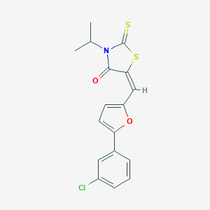 molecular formula C17H14ClNO2S2 B458107 5-{[5-(3-Chlorophenyl)-2-furyl]methylene}-3-isopropyl-2-thioxo-1,3-thiazolidin-4-one 