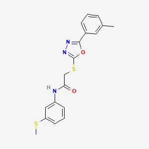 molecular formula C18H17N3O2S2 B4581074 2-{[5-(3-methylphenyl)-1,3,4-oxadiazol-2-yl]thio}-N-[3-(methylthio)phenyl]acetamide 