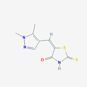 molecular formula C9H9N3OS2 B458108 (E)-5-((1,5-二甲基-1H-吡唑-4-基)亚甲基)-2-硫代噻唑烷-4-酮 CAS No. 515874-09-6