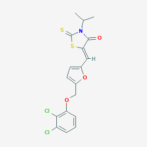 molecular formula C18H15Cl2NO3S2 B458109 5-({5-[(2,3-Dichlorophenoxy)methyl]-2-furyl}methylene)-3-isopropyl-2-thioxo-1,3-thiazolidin-4-one 