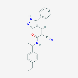 molecular formula C23H22N4O B458110 2-cyano-N-[1-(4-ethylphenyl)ethyl]-3-(3-phenyl-1H-pyrazol-4-yl)acrylamide 