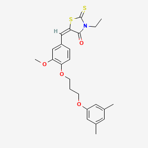 molecular formula C24H27NO4S2 B4581100 5-{4-[3-(3,5-dimethylphenoxy)propoxy]-3-methoxybenzylidene}-3-ethyl-2-thioxo-1,3-thiazolidin-4-one 