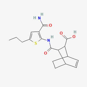 molecular formula C18H22N2O4S B4581149 3-({[3-(aminocarbonyl)-5-propyl-2-thienyl]amino}carbonyl)bicyclo[2.2.2]oct-5-ene-2-carboxylic acid 