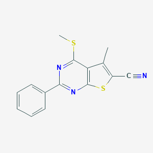 molecular formula C15H11N3S2 B458115 5-Methyl-4-(methylsulfanyl)-2-phenylthieno[2,3-d]pyrimidine-6-carbonitrile 