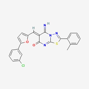 molecular formula C23H15ClN4O2S B4581174 6-{[5-(3-氯苯基)-2-呋喃基]亚甲基}-5-亚氨基-2-(2-甲基苯基)-5,6-二氢-7H-[1,3,4]噻二唑并[3,2-a]嘧啶-7-酮 