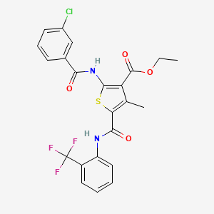 molecular formula C23H18ClF3N2O4S B4581177 ethyl 2-[(3-chlorobenzoyl)amino]-4-methyl-5-({[2-(trifluoromethyl)phenyl]amino}carbonyl)-3-thiophenecarboxylate 
